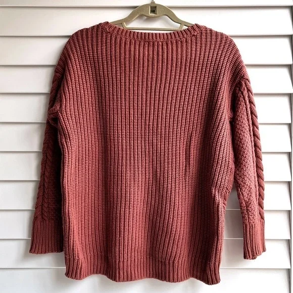 Express Lace-Up Inset Cable Knit Sweater - Picture 6 of 10